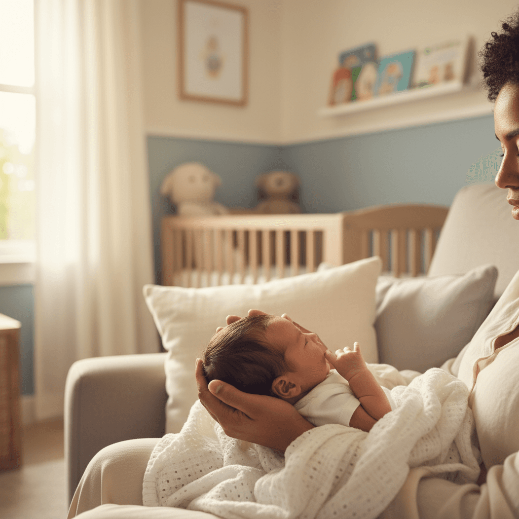 Caregiver providing warm care to infant