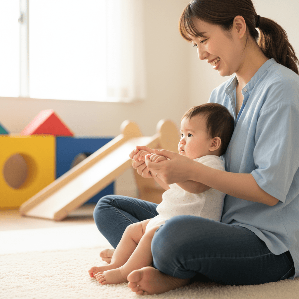 Infant during tummy time development activity
