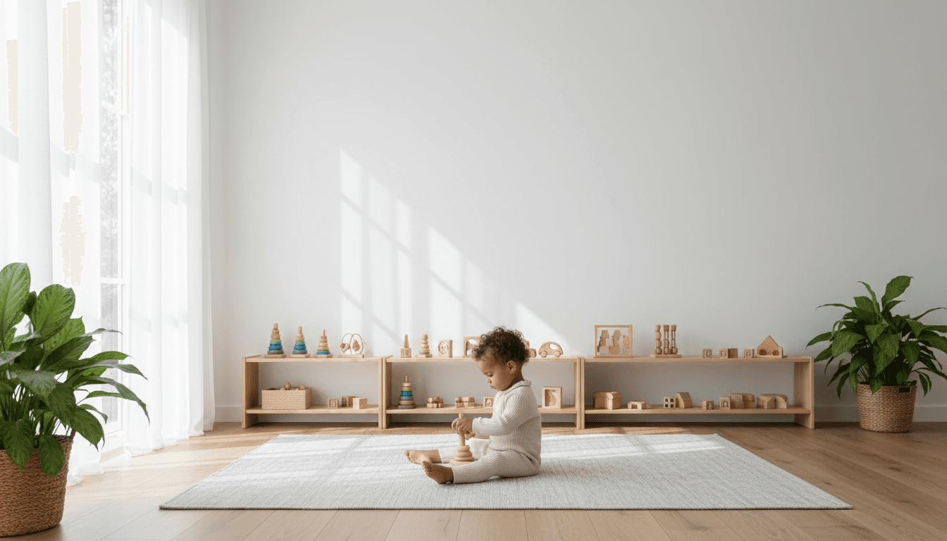 Bright, inviting playroom with colorful toys and warm natural lighting in a spacious home environment